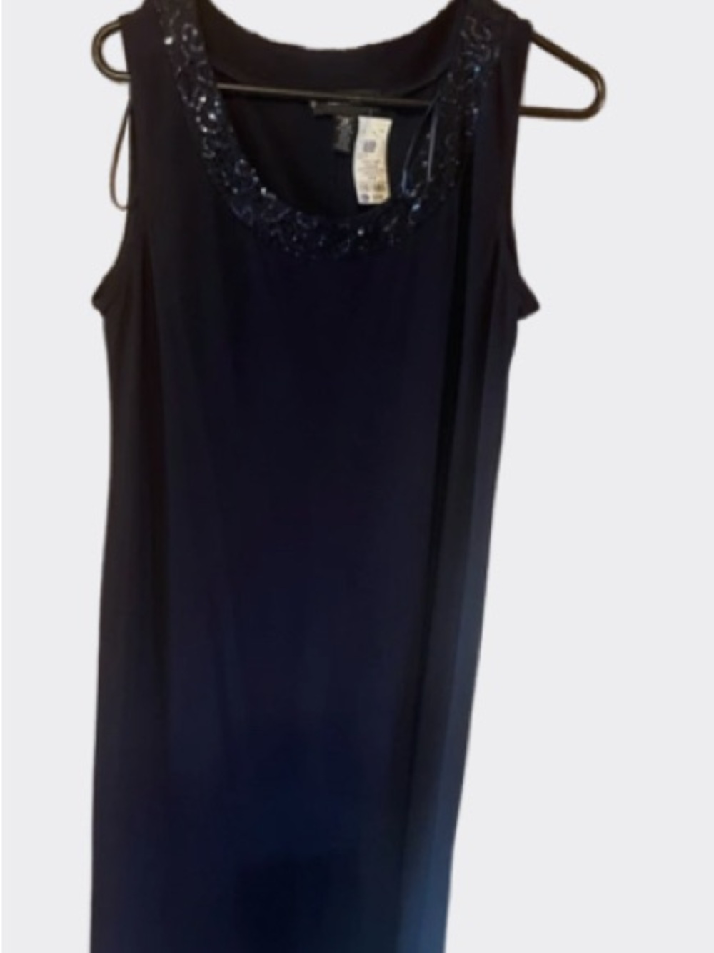 Sleeveless Navy Beaded Neckline Women's dress